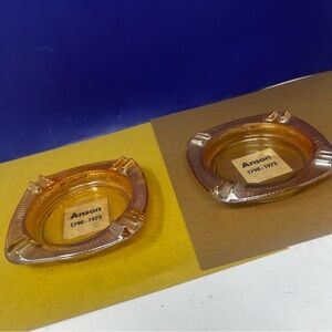 Jeannette Glass Marigold Carnival Ribbed Ashtray Set Anson, ME